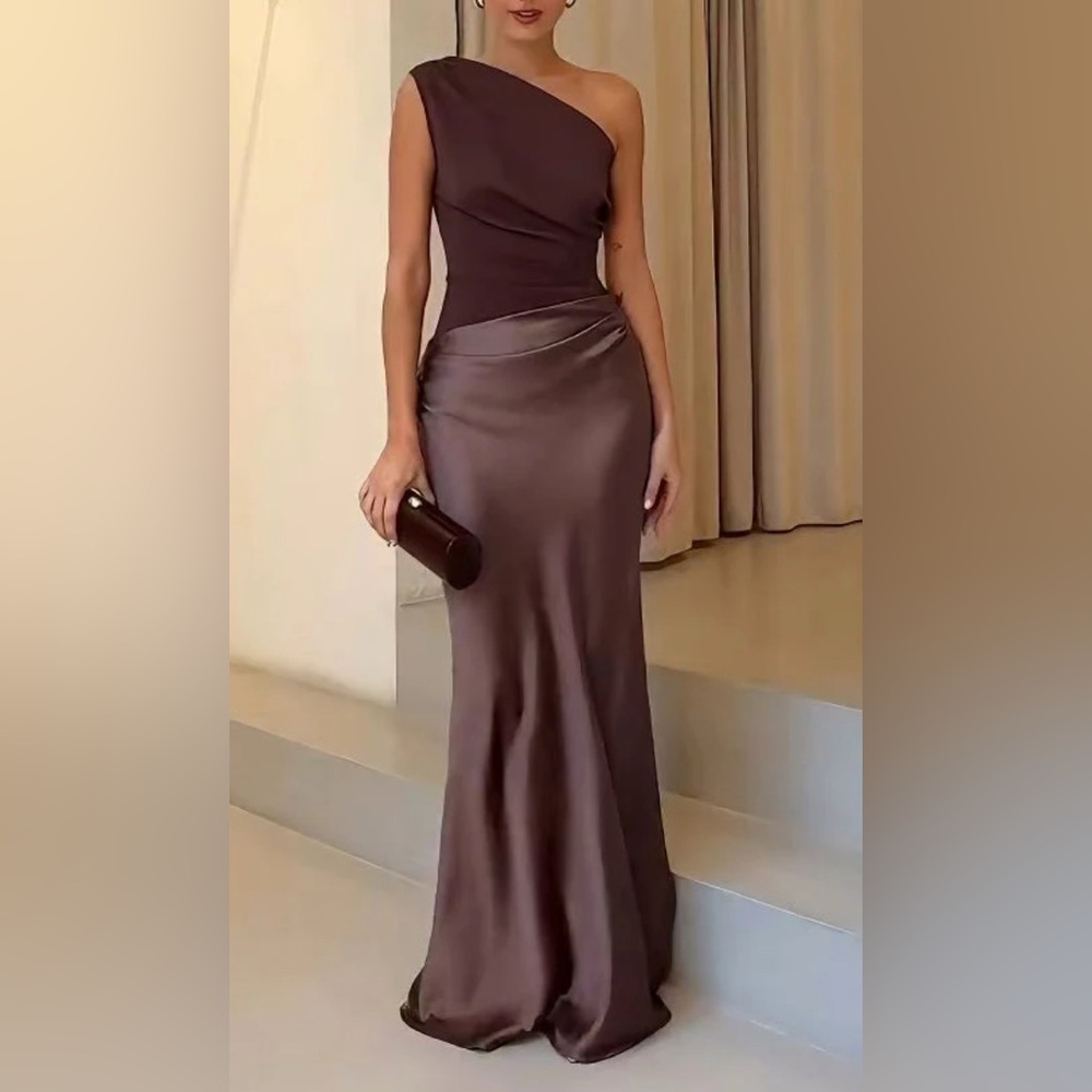 Elegant Brown Satin Gown
